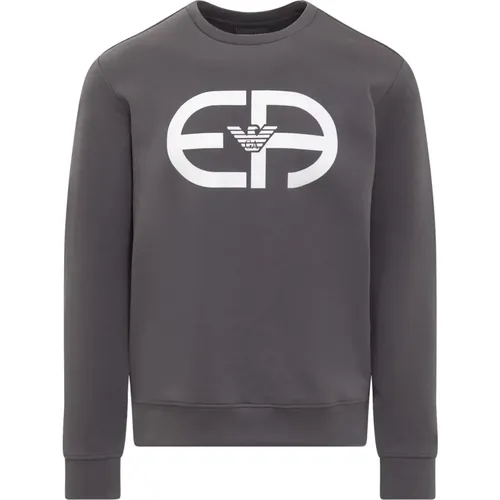 Logo Split Grey Sweatshirt , male, Sizes: S - Emporio Armani - Modalova