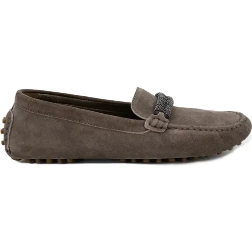 Suede Jewel Moccasins - BRUNELLO CUCINELLI - Modalova