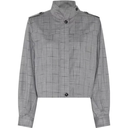 Modern Grey Check Jacket Blazer , female, Sizes: S - Bruuns Bazaar - Modalova