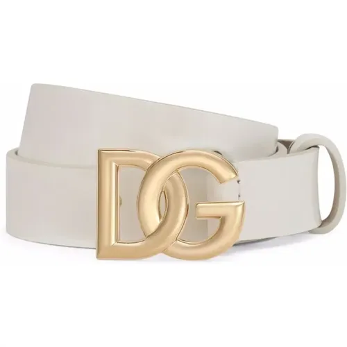 Logo Schnallen Gürtel in Weiß , Damen, Größe: L - Dolce & Gabbana - Modalova