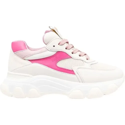 White/Pink Lace-Up Sneakers Hyperactive Ss23 , female, Sizes: 3 UK, 4 UK, 2 UK, 7 UK - Hogan - Modalova