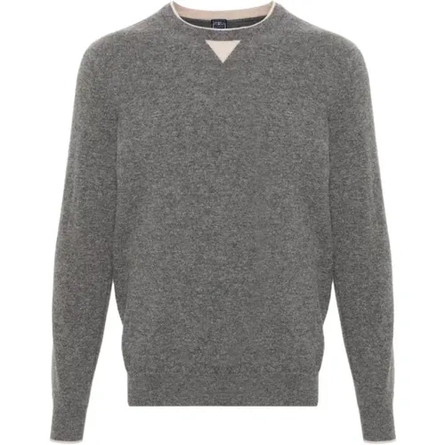 Grey Crew Neck Wool Sweater , male, Sizes: M, 2XL, XL, S - Fedeli - Modalova