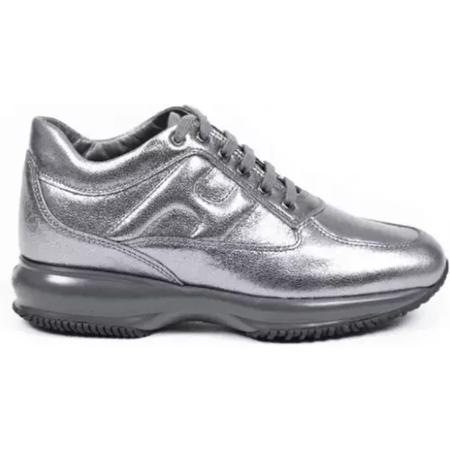 Trendige Metallic-Ledersneakers , Damen, Größe: 40 EU - Hogan - Modalova