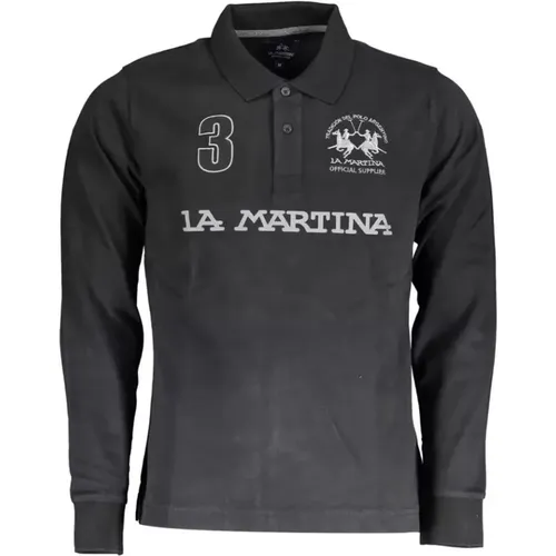 Elegantes schwarzes Langarm-Poloshirt , Herren, Größe: 2XL - LA MARTINA - Modalova