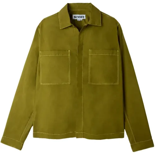 Olivgrünes Baumwollhemd mit Taschen - Sunnei - Modalova