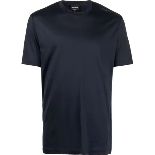 Elegantes Blaues Herren T-Shirt , Herren, Größe: 2XL - Giorgio Armani - Modalova