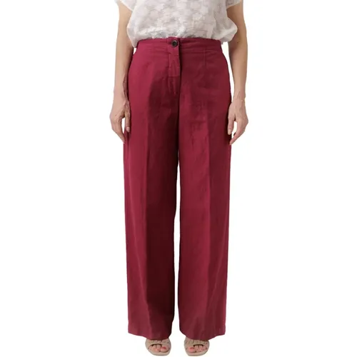 Casual Linen Trousers with Elastic Waist , female, Sizes: 2XS, 3XS - Pomandère - Modalova