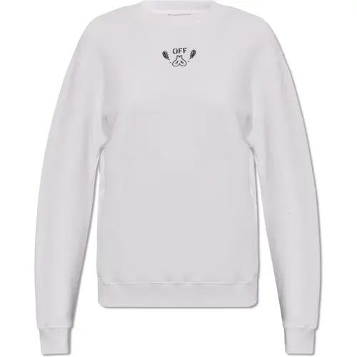 Off , Sweatshirt mit Logo , Damen, Größe: L - Off White - Modalova