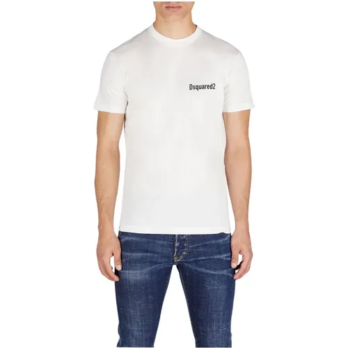 Brotherhood Weißes T-Shirt mit Gedrucktem Logo , Herren, Größe: XL - Dsquared2 - Modalova