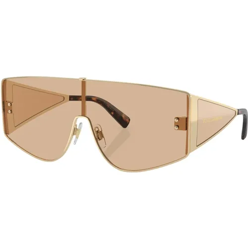 Gold Metal Frame Brown Mirrored Sunglasses , unisex, Sizes: 44 MM - Dolce & Gabbana - Modalova