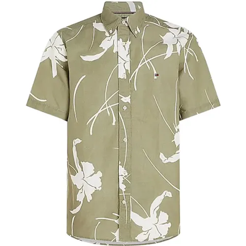 Tropical Print Short Sleeve Shirt , male, Sizes: L, XL, 2XL, S, M - Tommy Hilfiger - Modalova