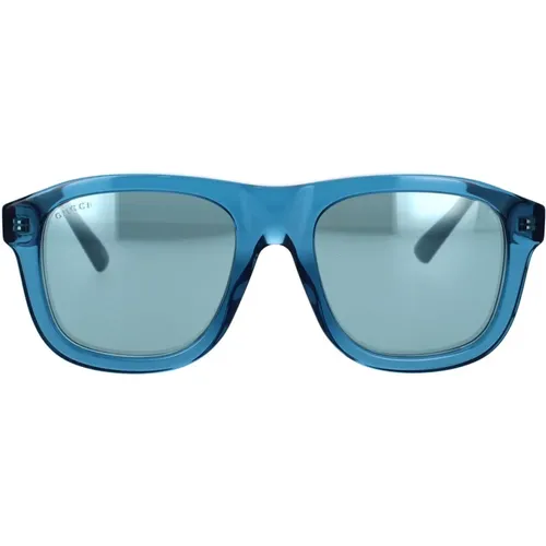 Transparente Blaue Piloten-Sonnenbrille mit Metall-Logo-Textur , Herren, Größe: 54 MM - Gucci - Modalova