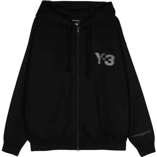 Distorted Logo Zip Hoodie , male, Sizes: S, L, M, XL - Y-3 - Modalova