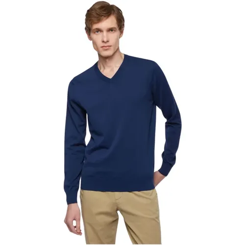 Blauer Baumwoll-V-Ausschnitt Pullover,V-neck Knitwear,Grüner Baumwoll-V-Ausschnitt Pullover,Dunkelgrauer Baumwoll-V-Ausschnitt-Pullover,Brauner Baumw - Brooks Brothers - Modalova