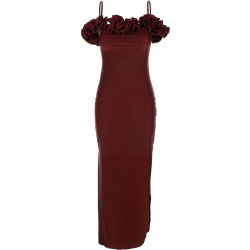 Rüschen Bordeaux Kleid , Damen, Größe: S - Coperni - Modalova