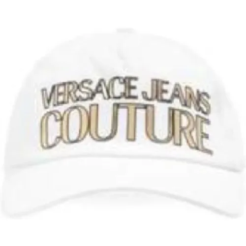 Weiße Unisex-Hut mit Gold-Logo , unisex, Größe: ONE Size - Versace Jeans Couture - Modalova
