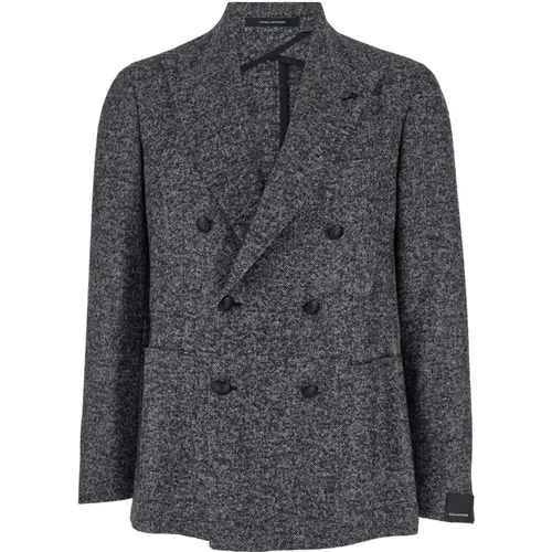 Grey Double-Breasted Peak Revers Jacket , male, Sizes: L, XL - Tagliatore - Modalova