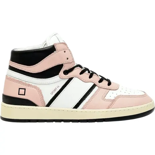Pink White Black Leather Sneakers , female, Sizes: 7 UK - D.a.t.e. - Modalova