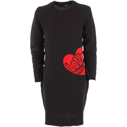 Chic Knit Dress with Heart Pattern , female, Sizes: M - Love Moschino - Modalova