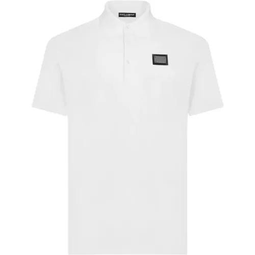 Weißes Baumwoll Front Logo T-shirt,Schwarzes Baumwoll-Logo-Platten-T-Shirt - Dolce & Gabbana - Modalova