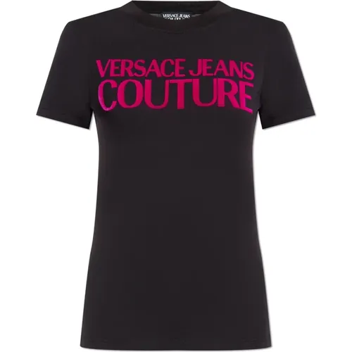 T-Shirt mit Logo , Damen, Größe: S - Versace Jeans Couture - Modalova