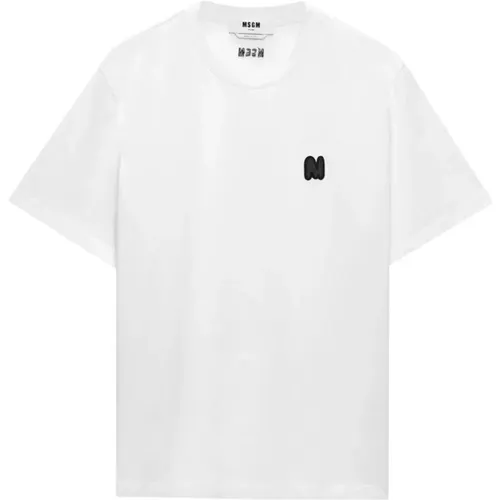 Baumwoll-T-Shirt mit einzigartigem Design , Herren, Größe: M - MSGM - Modalova