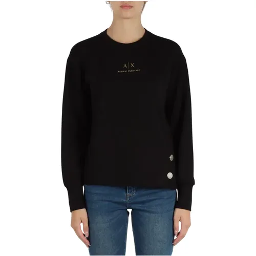 Logo Print Viscose Blend Sweatshirt , female, Sizes: M, XS, L, S - Armani Exchange - Modalova