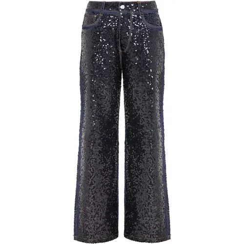 Sequin Wide Leg Jeans , female, Sizes: XS, S - P.a.r.o.s.h. - Modalova