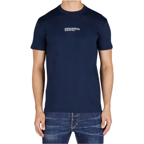 Marineblaues Sweat & Tears T-Shirt , Herren, Größe: L - Dsquared2 - Modalova