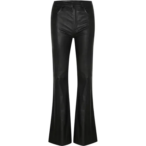 Flared Leather Pants , female, Sizes: W32, M, S, L, XS - Gestuz - Modalova