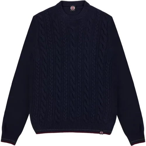 Blauer Cable-Knit Rundhalspullover , Herren, Größe: L - Colmar - Modalova