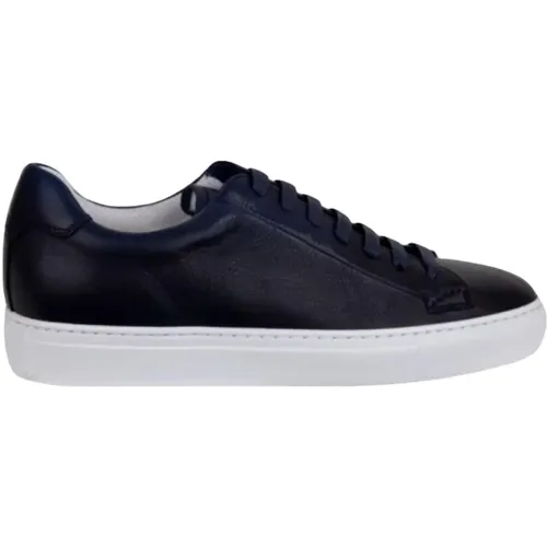 Sneaker mit minimalistischem Design aus schwarzem Leder,Minimalistisches Design schwarze Ledersneaker,Minimalistische Design schwarze Ledersneakers - Doucal's - Modalova