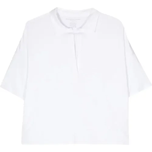 Weißes Poloshirt mit kurzen Ärmeln , Damen, Größe: M - majestic filatures - Modalova