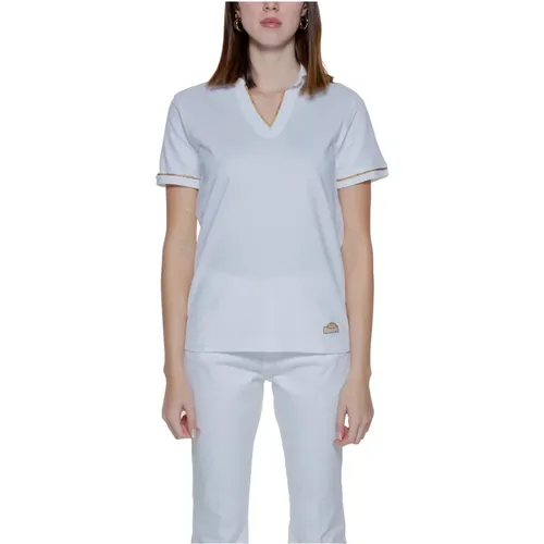 Weißes V-Ausschnitt Baumwoll T-Shirt , Damen, Größe: 2XS - Alviero Martini 1a Classe - Modalova