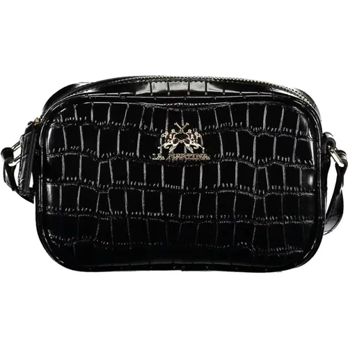 Schwarze Polyurethan-Handtasche mit verstellbarem Schultergurt - LA MARTINA - Modalova