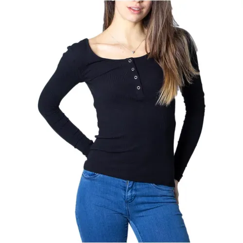 Buttoned T-shirt , female, Sizes: XL - Pieces - Modalova