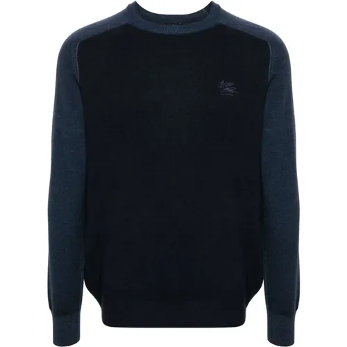 Bestickter Logo Navy Jersey Pullover , Herren, Größe: L - ETRO - Modalova