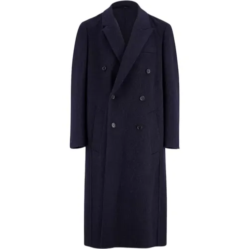 Navy Double-Breasted Coat , male, Sizes: M - Fendi - Modalova