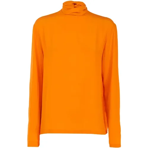 Elegante orangefarbene Bluse mit langen Ärmeln , Damen, Größe: M - pinko - Modalova