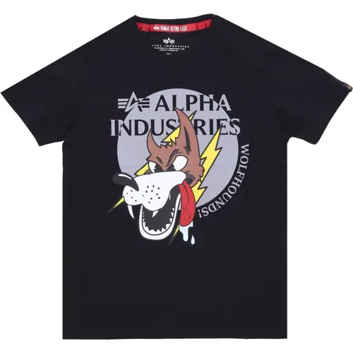 Wolfhounds Tee Schwarzes T-Shirt , Herren, Größe: S - alpha industries - Modalova