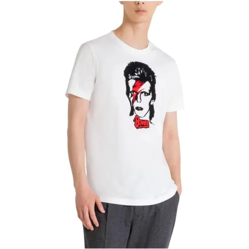 David Bowie T-Shirt , Herren, Größe: L - Antony Morato - Modalova