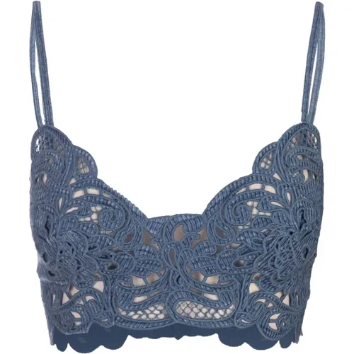 Lace Bra Top with V-Neck , female, Sizes: 2XS - Ermanno Scervino - Modalova