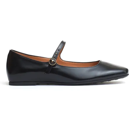 Schwarze Leder Ballerina Riemen Schuhe , Damen, Größe: 38 1/2 EU - TOD'S - Modalova