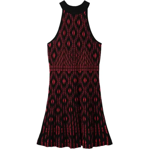 Rotes Bedrucktes Ärmelloses Kleid , Damen, Größe: XL - Desigual - Modalova