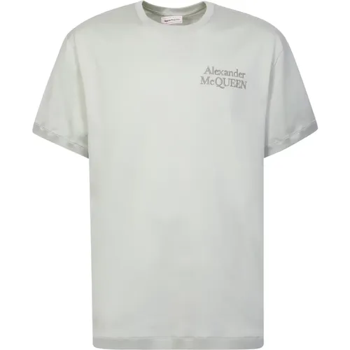 T-shirt with Tonal Logo Embroidery , male, Sizes: L - alexander mcqueen - Modalova