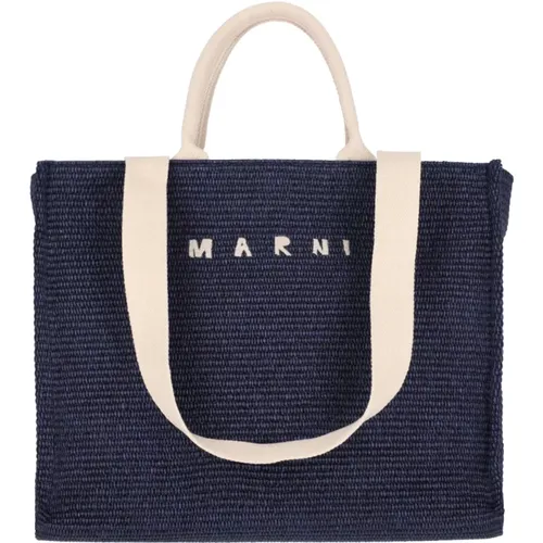 Tote Bag with Raffia Effect , female, Sizes: ONE SIZE - Marni - Modalova