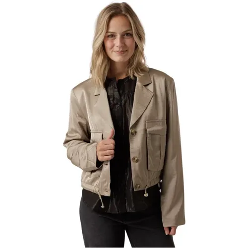 Jacke mit Glänzendem Satin-Finish , Damen, Größe: L - Aaiko - Modalova