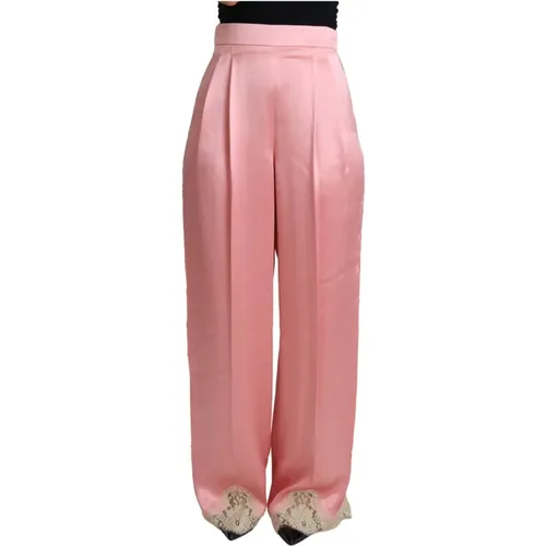 Silk Blend Satin Wide-Leg Pants in , female, Sizes: 2XS, S - Dolce & Gabbana - Modalova