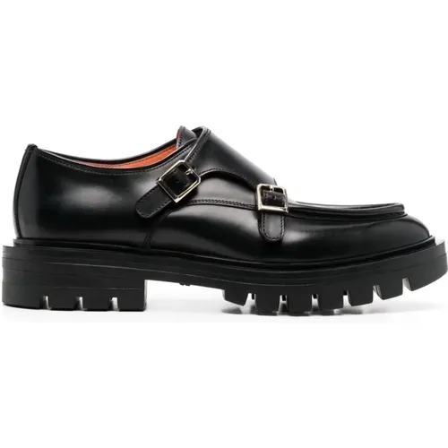 Schwarze Leder Monk Schuhe Santoni - Santoni - Modalova