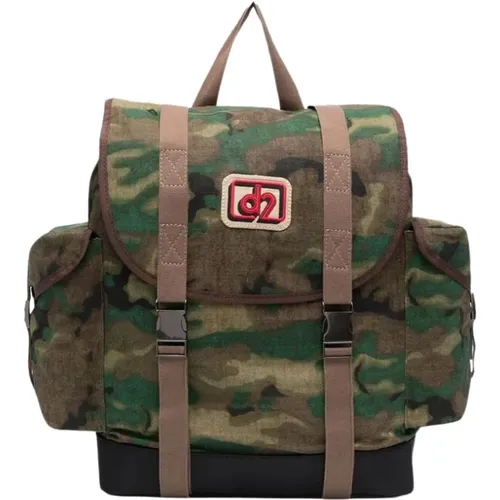 Camouflage Maxi Rucksack mit D2 Muster - Dsquared2 - Modalova